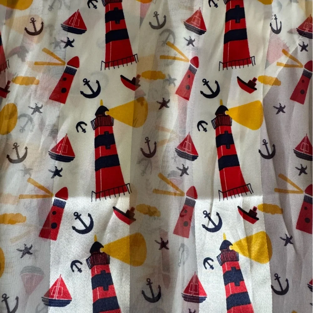 🎈 2/$5 🎈 Vintage White Scarf with Red and Yellow Nautical Print